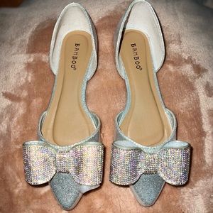 Platinum Flats With Rhinestone Bow